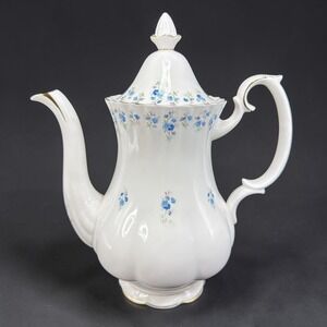 Royal Albert Memory Lane Coffee Pot Teapot Fine Bone China Blue Floral England